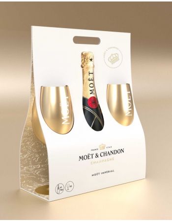 Moët & Chandon Giftset 2 verres céramiques Gold + 1 Brut Impérial - 75 CL