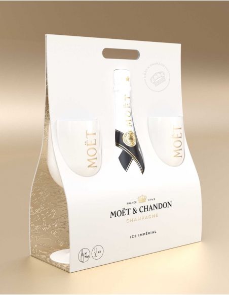 Moët & Chandon Giftset 2 verres acryliques blancs + 1 Ice Impérial - 75 CL