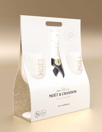Moët & Chandon Package 4 x Giftset 2 weiße Acrylgläser + 1 Ice Impérial - 4 x 75 CL