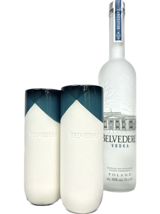 Belvedere Vodka Set 2 verres Natural Signature & 1 bouteille Pure - 40% - 70 cl