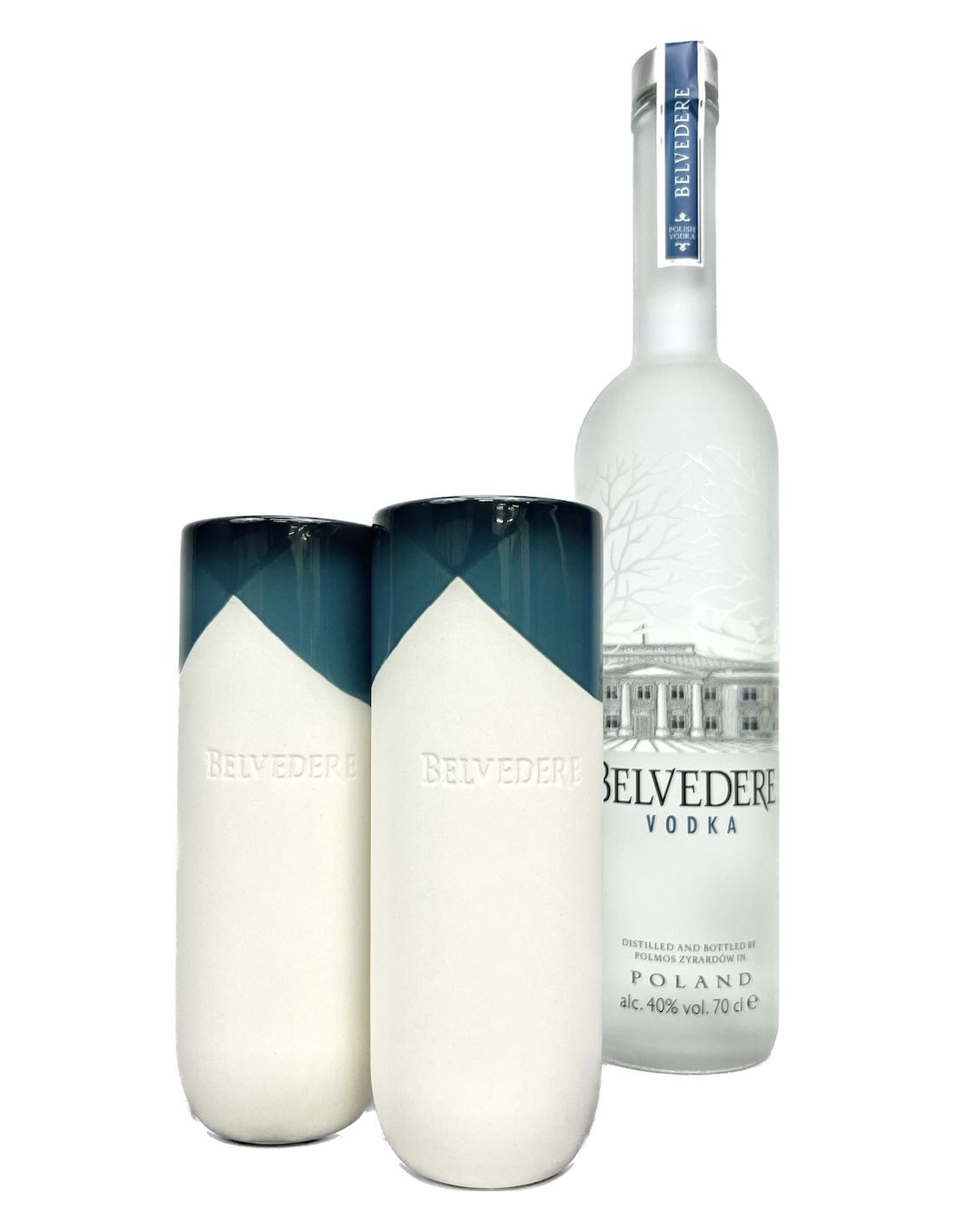 Belvedere Vodka Set 2 verres Natural Signature & 1 bouteille Pure 
