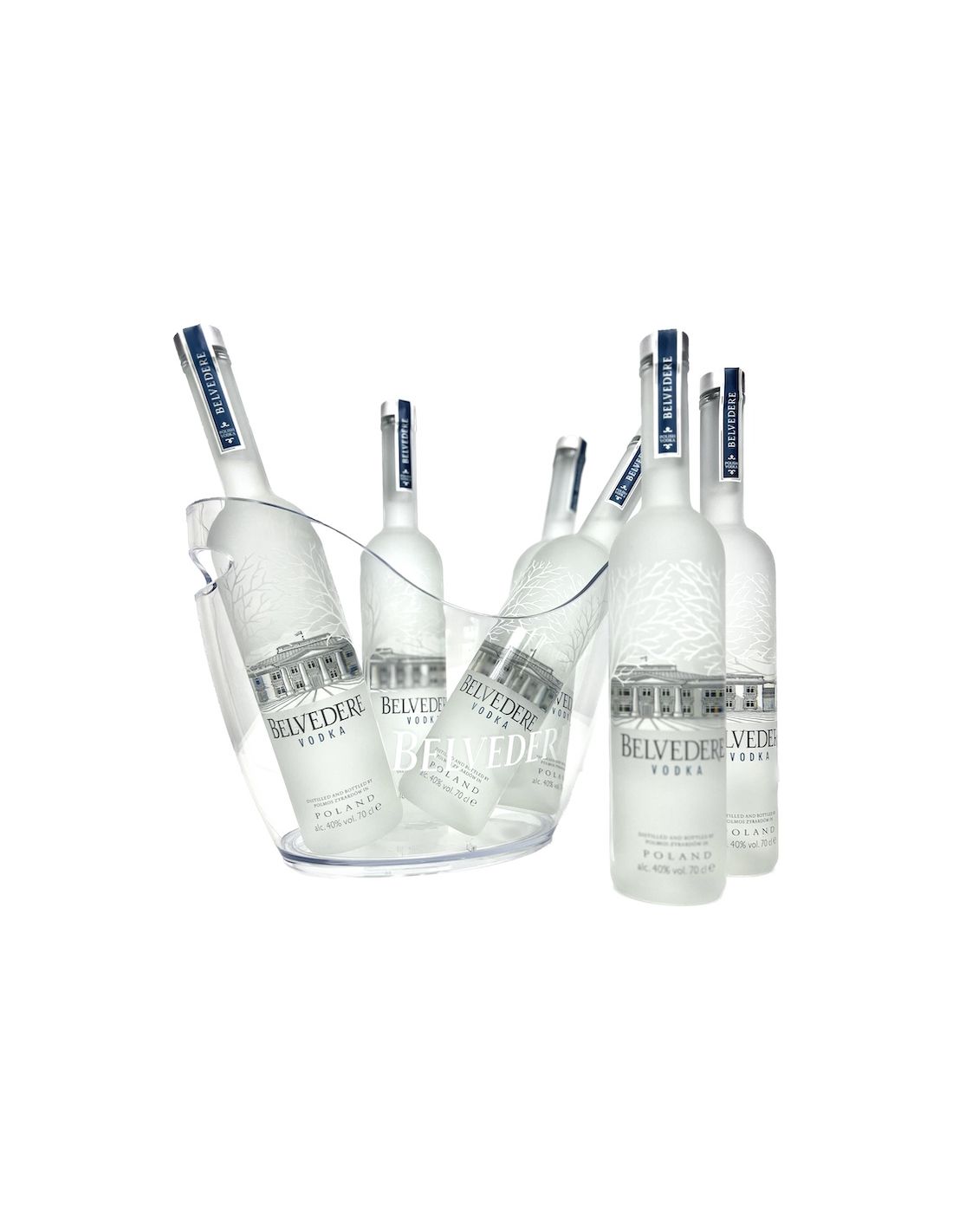 Belvedere Vodka Set 1 Ice Bucket & 6 bottles Pure - 40% - 6 x 70 CL