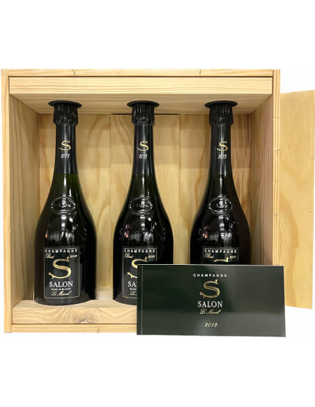 SALON Wooden Case 3 bottles Le Mesnil Blanc de blancs Vintage 2012 - 3 x 75 cl