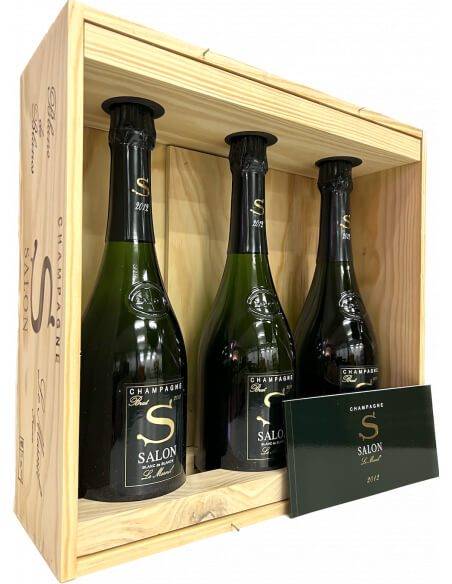 SALON Holzkiste 3 Flaschen Le Mesnil Blanc de blancs Vintage 2012 - 3 x 75 cl