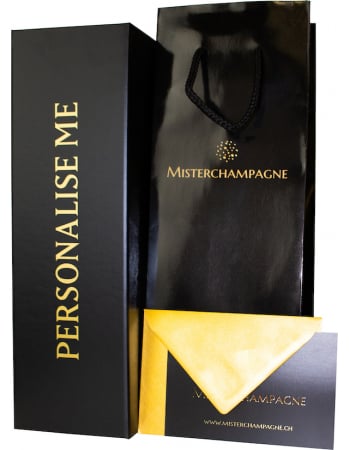 Misterchampagne.ch Giftbox Black cardboard, 20 letters GOLD Personalised - 75 cl