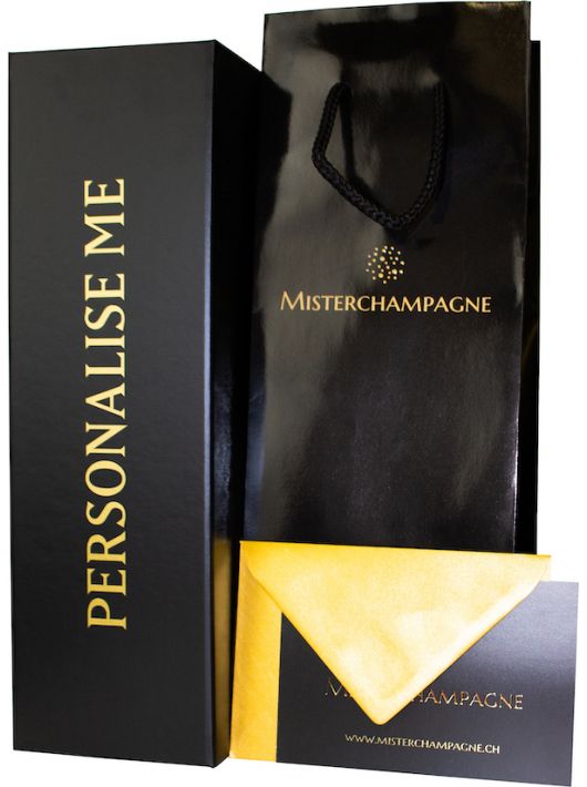 Misterchampagne.ch Giftbox Black cardboard, 20 letters GOLD Personalised - 75 cl