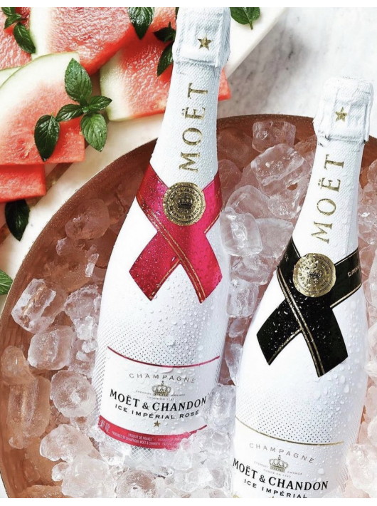 Moët & Chandon Set 2 White Acrylics Glasses + Ice Rosé & Ice Brut - 2 x 75 CL