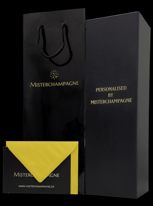 Misterchampagne.ch Customised black cardboard box laser engraved with 35 letters - 75 cl