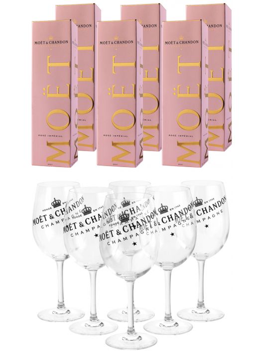 Moët & Chandon Set 6 Gläser + 6 Impérial rosé - 6 x 75 cl