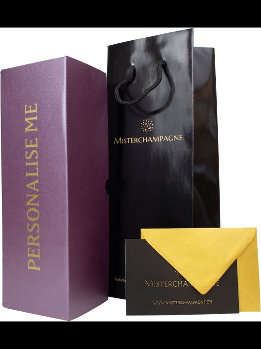 Misterchampagne.ch Giftbox RUBY cardboard, 20 letters GOLD Personalised - 75 cl