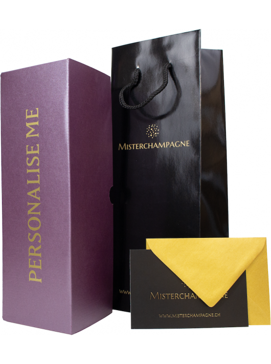 Misterchampagne.ch Giftbox RUBY cardboard, 20 letters GOLD Personalised - 75 cl