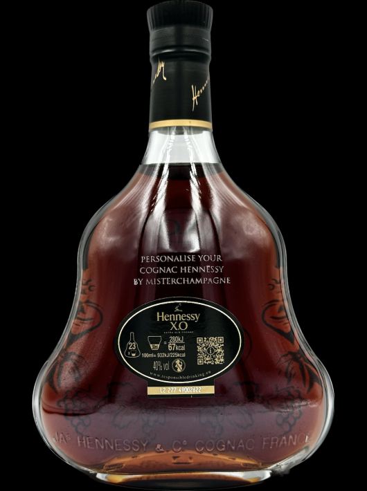 Cognac Hennessy X.O WITH ENGRAVING ON GLASS 45 LETTERS MAX - 43% - 70 CL