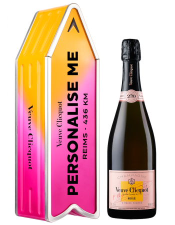 Veuve Clicquot Personalisierte Metal Geschenkbox "ARROW PINK" Rosé Champagne - 75 cl