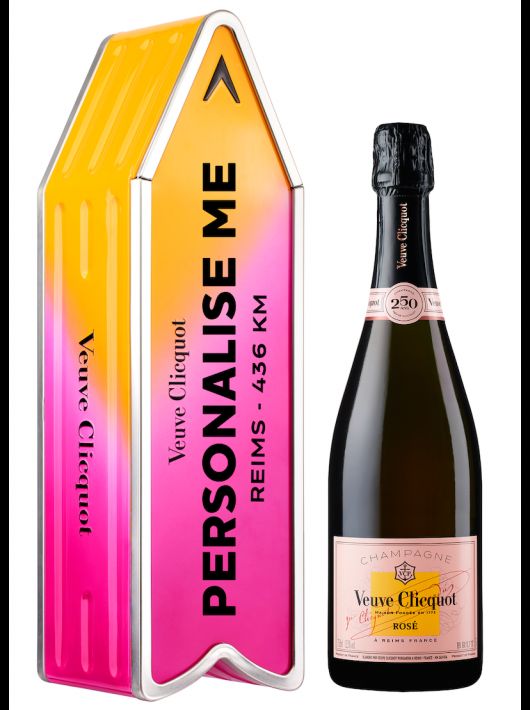 Veuve Clicquot Personalisierte Metal Geschenkbox "ARROW PINK" Rosé Champagne - 75 cl