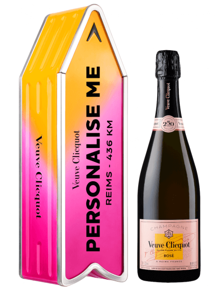 Veuve Clicquot Personalisierte Metal Geschenkbox "ARROW PINK" Rosé Champagne - 75 cl