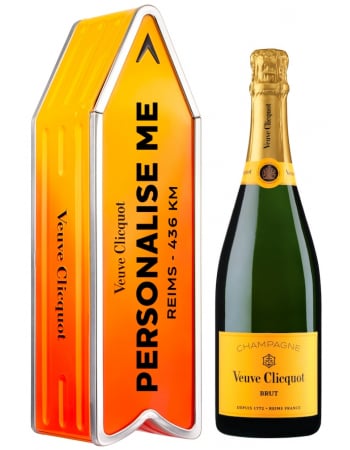 Veuve Clicquot Métal Giftbox Personnalisé "ARROW ORANGE" Brut Carte Jaune - 75 cl