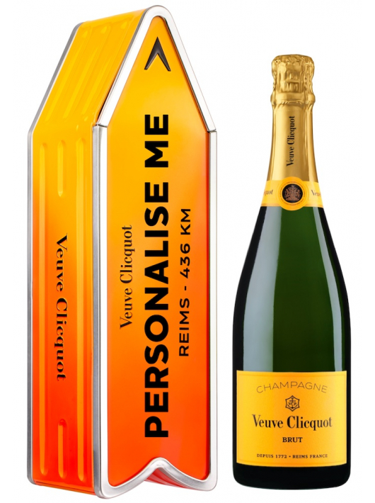 Veuve Clicquot Personalised "ARROW ORANGE" Metal Giftbox Yellow Label Brut - 75 cl