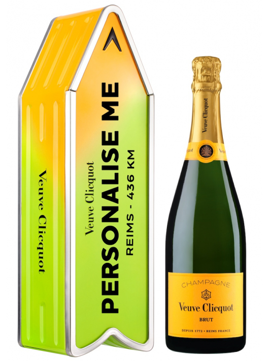 Veuve Clicquot Personalisierte Metal Geschenkbox "ARROW GREEN" Yellow Label Brut - 75 cl