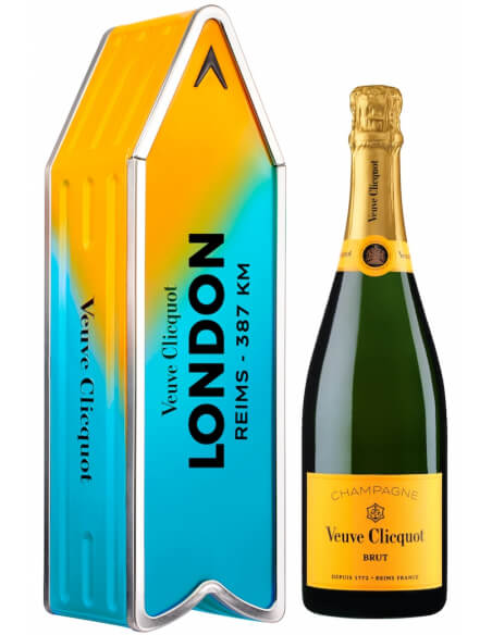Veuve Clicquot Métal Giftbox Personnalisé "ARROW BLUE" Brut Carte Jaune - 75 cl