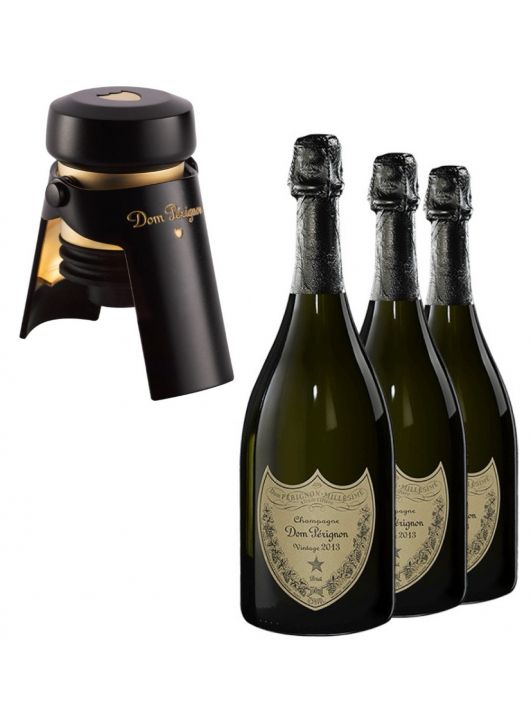 Dom Pérignon Set 1 bottle stop + 3 Flaschen Vintage 2013 - 3 x 75 cl