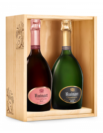 Ruinart HOLZKISTE MIT DEM DUO Vintage 2016 & Rosé - 2 x 75 cl