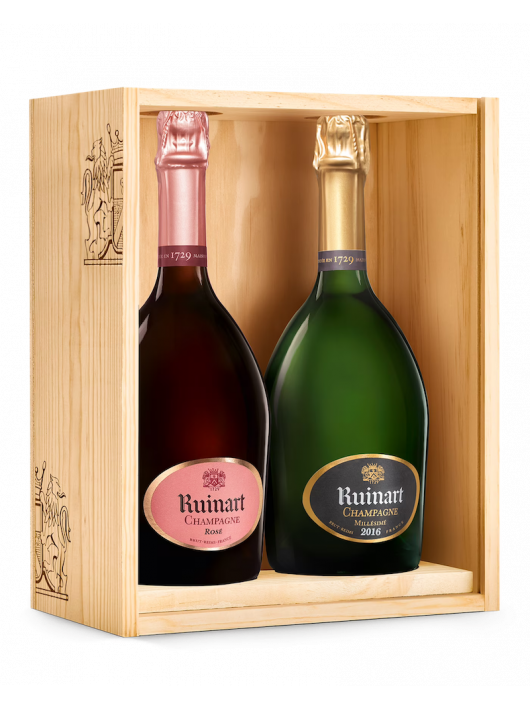 Ruinart HOLZKISTE MIT DEM DUO Vintage 2016 & Rosé - 2 x 75 cl