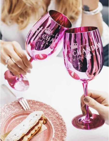 Moët & Chandon SET 2 pink ceramic GLASSES + 1 ICE IMPERIAL ROSÉ - 75 CL
