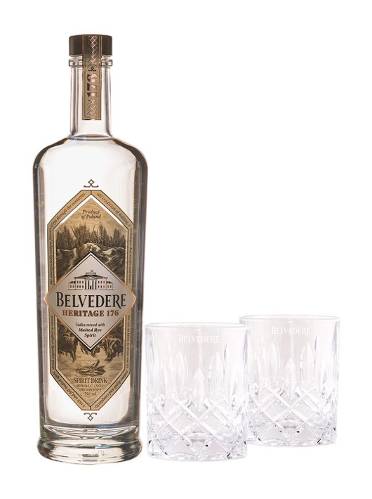 Belvedere Vodka Set 2 glasses & Heritage 176 - 40% - 70 CL