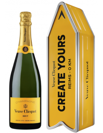Veuve Clicquot Personalisierte Metal Geschenkbox "ARROW" Yellow Label Brut - 75 cl
