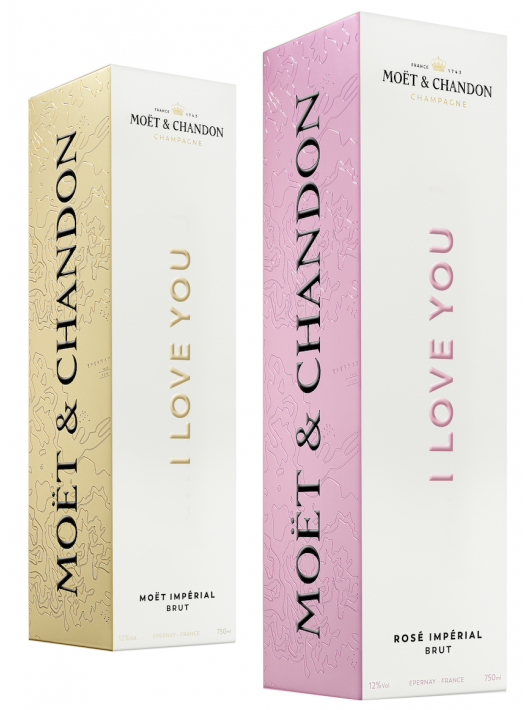 Moët & Chandon Set "I LOVE YOU" Rosé & Brut - 2 x 75 CL