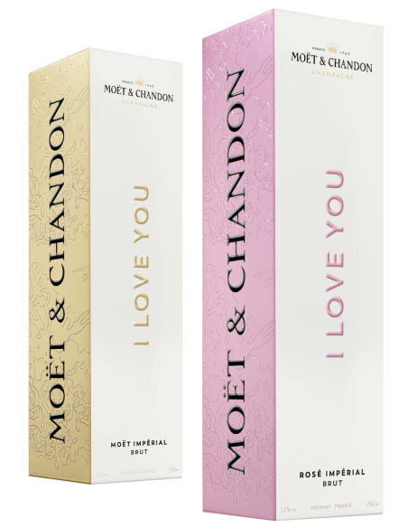 Moët & Chandon Set "I LOVE YOU" Rosé & Brut - 2 x 75 CL