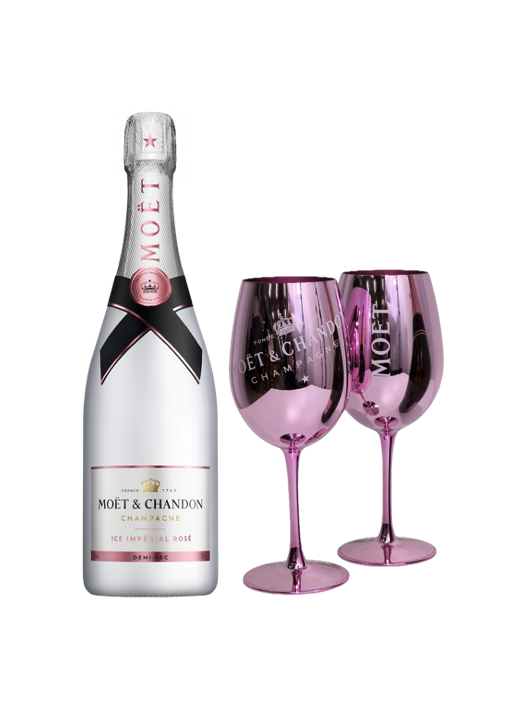 Moët & Chandon SET 2 VERRES céramiques rose + 1 ICE IMPÉRIAL ROSÉ - 75 CL