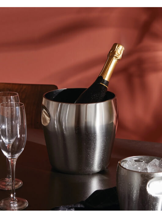ALESSI Ice Bucket 1 Bottle Stainless Steel 18/10 Brilliant