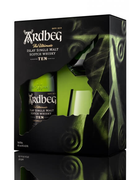 Whisky Ardbeg Set 2 Tumblers & 10 YEARS OLD ISLAY SINGLE MALT - 46% - 70 CL