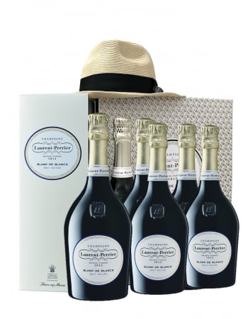 Laurent-Perrier Set 1 panama & 6 Giftbox Blanc de blancs Nature - 6 x 75 cl