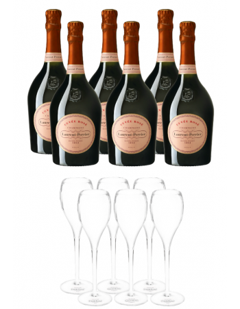 Laurent-Perrier Set aus 6 unzerbrechlichen Gläsern & 6 Cuvée Rosé - 6 x 75 cl