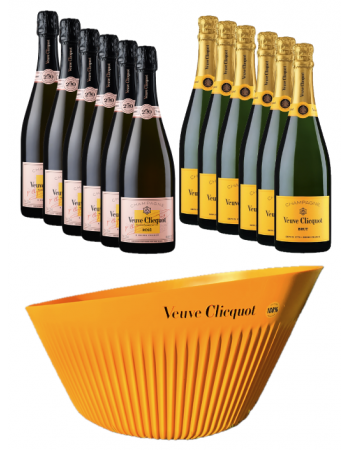Veuve Clicquot 1 Ice Bucket & 6 Rosé & 6 Carte Jaune Brut - 12 x 75