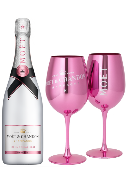 Moët & Chandon SET 2 pink ceramic GLASSES + 1 ICE IMPERIAL ROSÉ - 7
