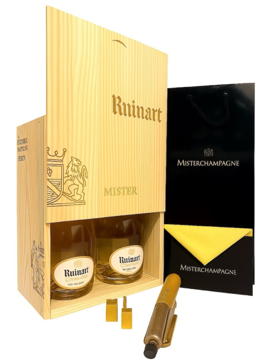Ruinart CAISSE BOIS DUO Blanc de blancs Personnalisable avec lettres dorées - 2 x 75 cl