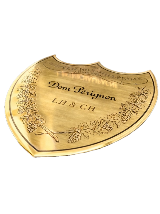 Dom Pérignon Vintage 2015 Giftbox & personalisierte Flasche mit Gravur auf Metallschild - 75 cl