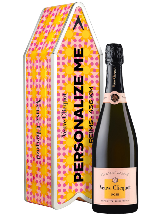 Veuve Clicquot Personalisierte Metal Geschenkbox "ARROW" Sun Pattern Rosé - 75 cl