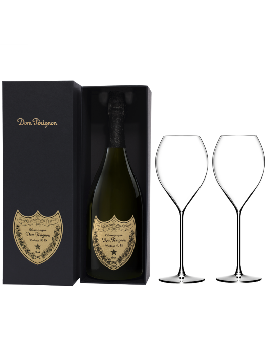 Dom Pérignon SET 2 VERRES 40 CL + 1 Coffret VINTAGE 2015 - 1 X 75 CL