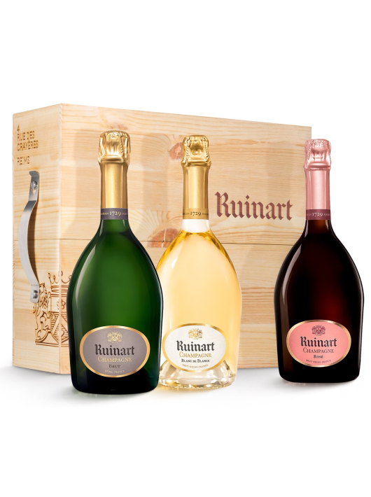 Ruinart WOODEN BOX TRIO Blanc, Rosé, Brut - 3 x 75 cl