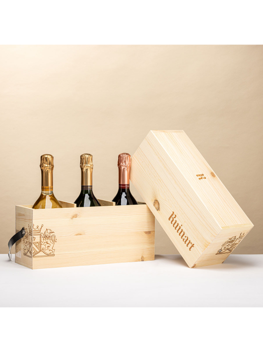 Ruinart HOLZKISTE MIT DEM TRIO Blanc, Rosé, Brut - 3 x 75 cl