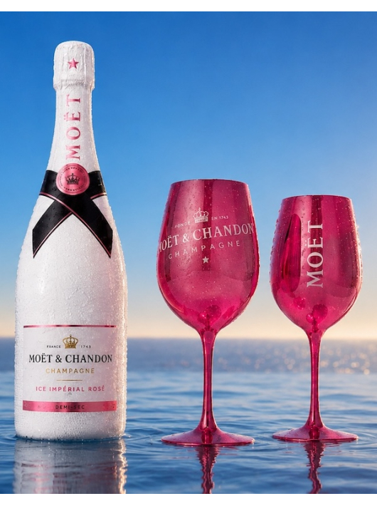 Moët & Chandon SET 2 pink ceramic GLASSES + 1 ICE IMPERIAL ROSÉ - 7