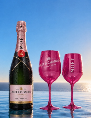 Moët & Chandon Set of 2 Pink Ceramic Glasses + Rosé Impérial - 1 x 75 CL