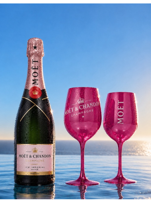 Moët & Chandon Set of 2 Pink Ceramic Glasses + Rosé Impérial - 1 x 75 CL