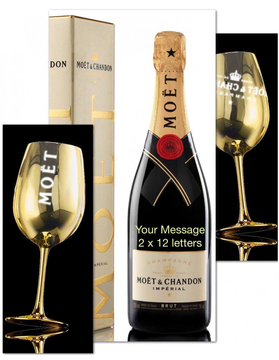 Moët & Chandon 2 Gold Ceramic Glasses & Impérial Brut Golddruck 7...