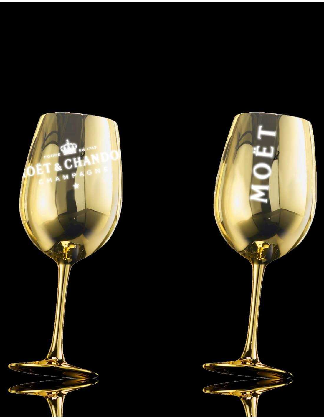 Moët & Chandon 2 Gold Ceramic Glasses & Impérial Brut Golddruck 7...