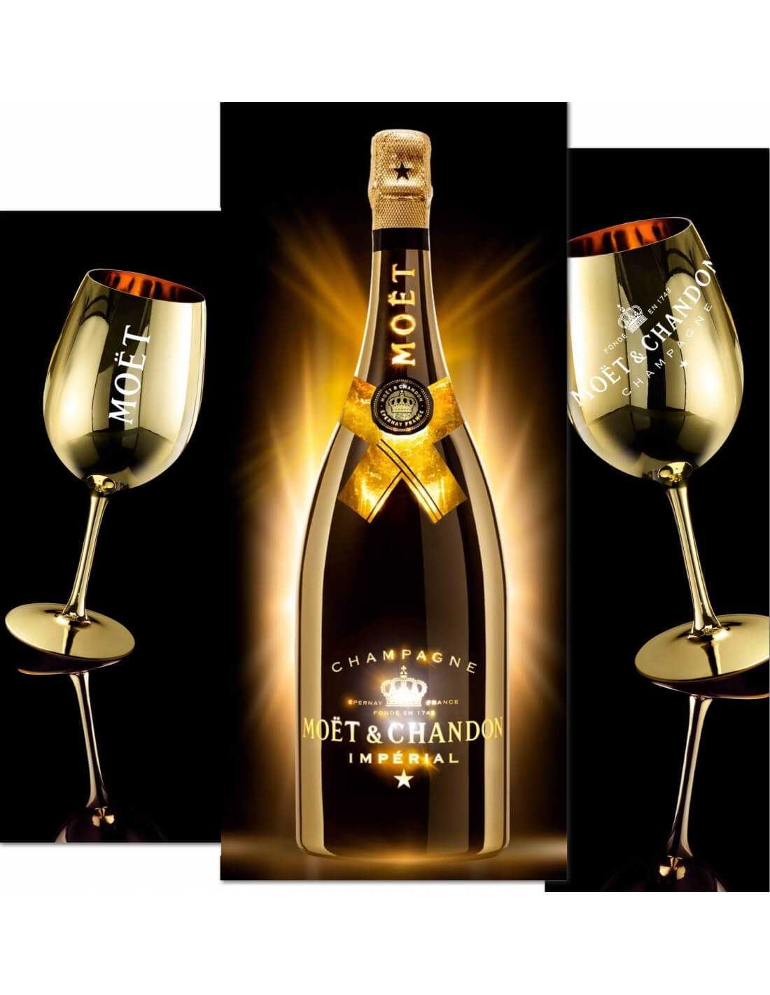 Moët & Chandon Set 2 Gold ceramic glasses + 1 Bright Night "LED"